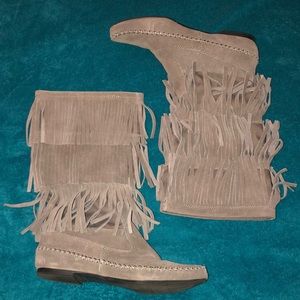 Grey Fringe Boots